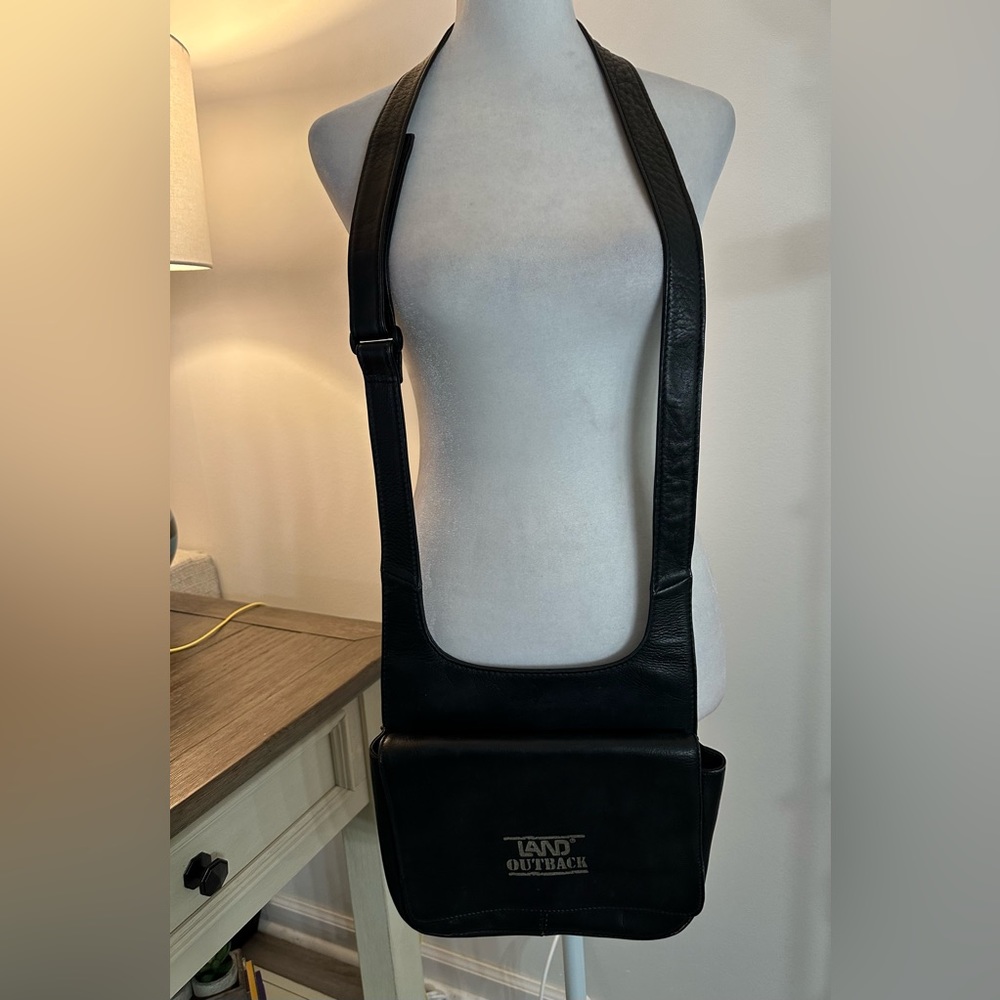 Land Outback Leather Crossbody - Black